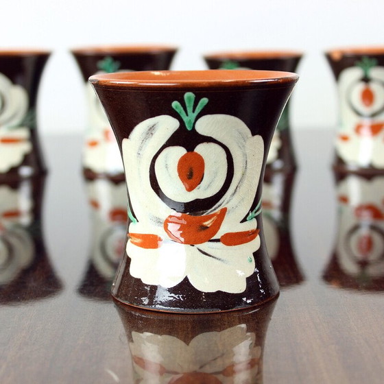 Image 1 of Set of 6 vintage handmade cups, Czechoslovakia 1950s