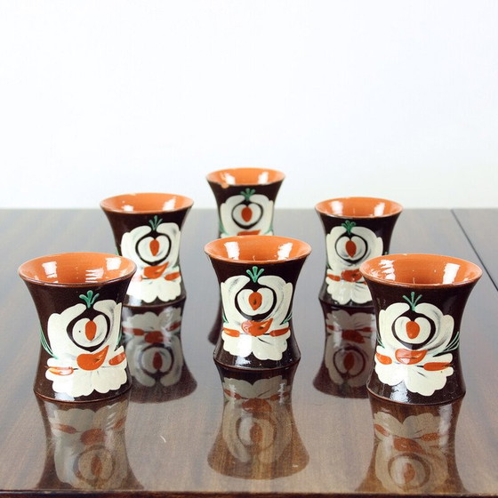 Image 1 of Set of 6 vintage handmade cups, Czechoslovakia 1950s