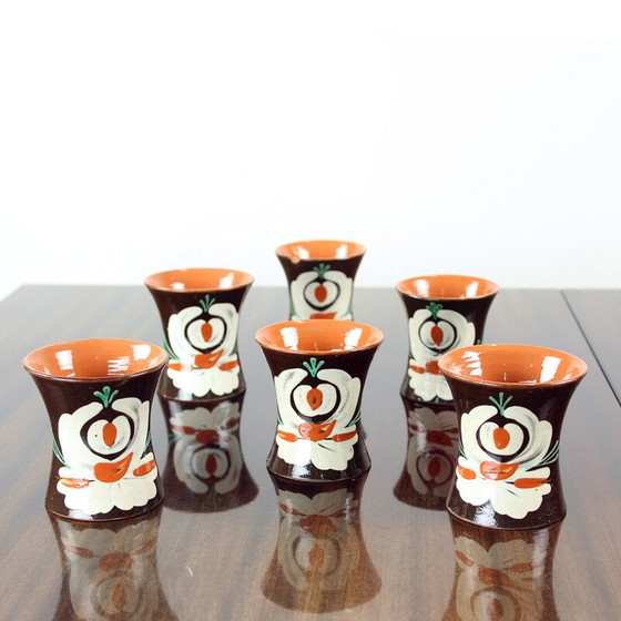 Image 1 of Set of 6 vintage handmade cups, Czechoslovakia 1950s