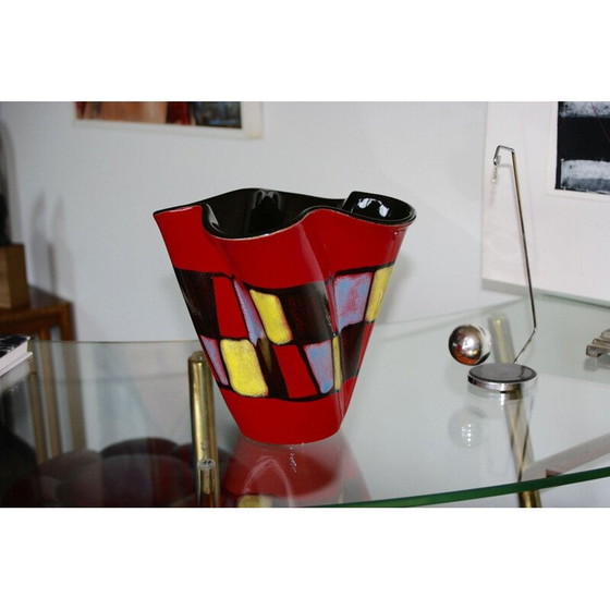 Image 1 of Vintage checkerboard vase by Elchinger 1960s