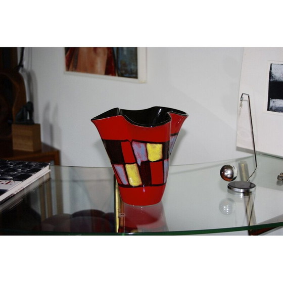 Image 1 of Vintage checkerboard vase by Elchinger 1960s