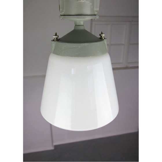Image 1 of Vintage industrial lamp with opal glass pendant, 1970