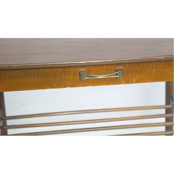 Image 1 of Vintage mahogany night stand with brass handle, Denmark 1950s