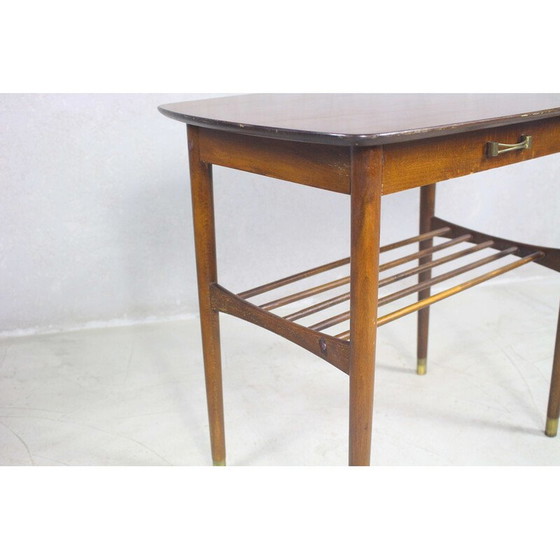 Image 1 of Vintage mahogany night stand with brass handle, Denmark 1950s