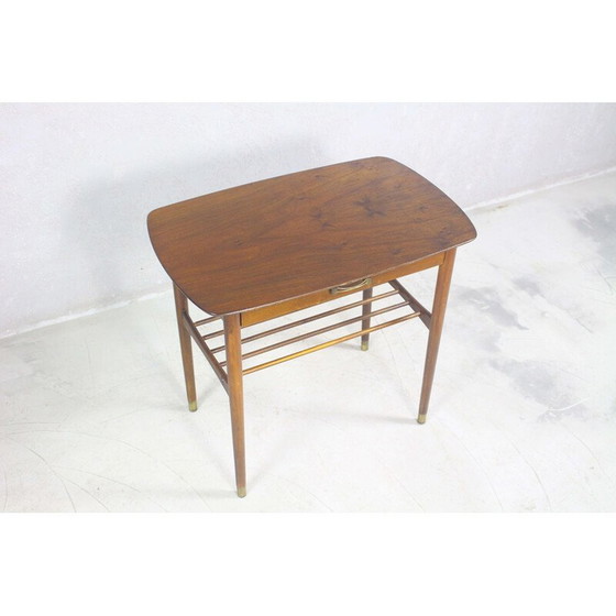 Image 1 of Vintage mahogany night stand with brass handle, Denmark 1950s