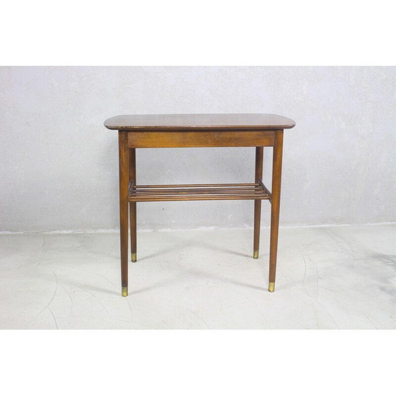 Image 1 of Vintage mahogany night stand with brass handle, Denmark 1950s