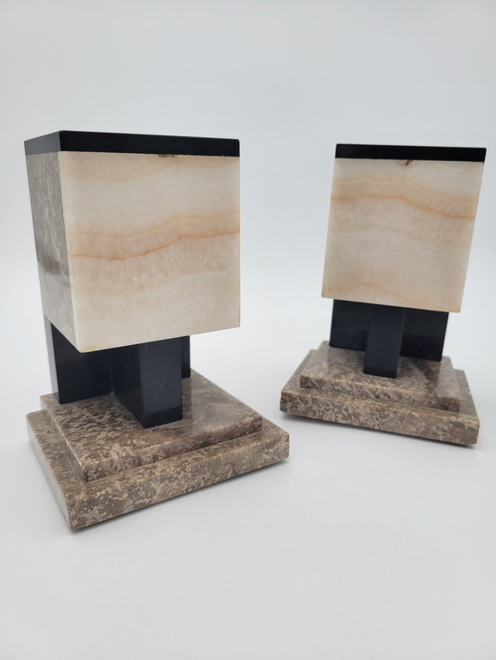 Image 1 of Pair De Garnitures De Cheminée, Marble Bookends