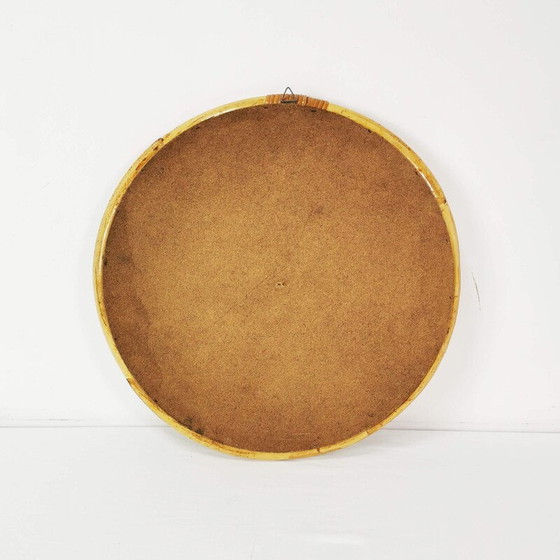 Image 1 of Vintage round wall mirror in curved bamboo frame, Germany 1970