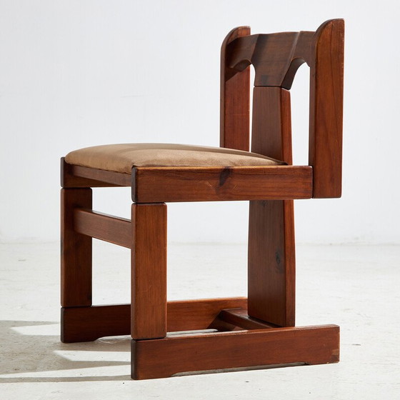 Image 1 of Vintage glass and wood dining set, 1970