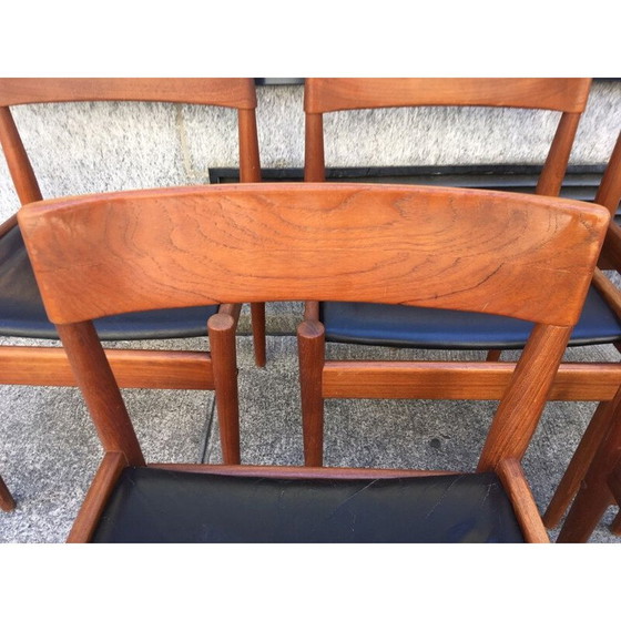 Image 1 of Set of 6 vintage leather and teak chairs Grete Jalk 1960 