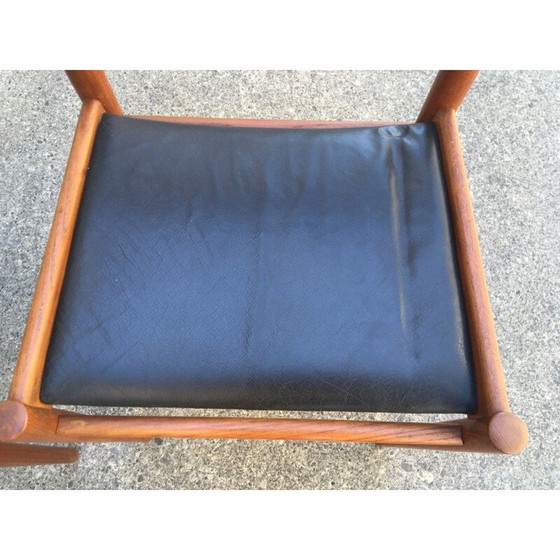 Image 1 of Set of 6 vintage leather and teak chairs Grete Jalk 1960 