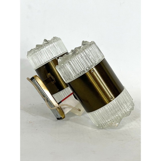 Image 1 of Vintage wall lamp in glass and golden aluminum by Stilux Milano, Italy 1960
