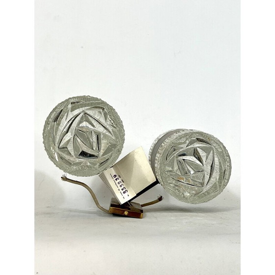 Image 1 of Vintage wall lamp in glass and golden aluminum by Stilux Milano, Italy 1960