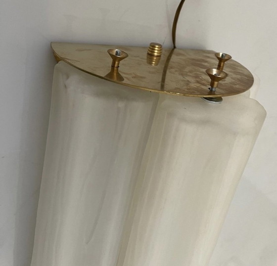 Image 1 of Large White Glass Tronchi Tube Sconces