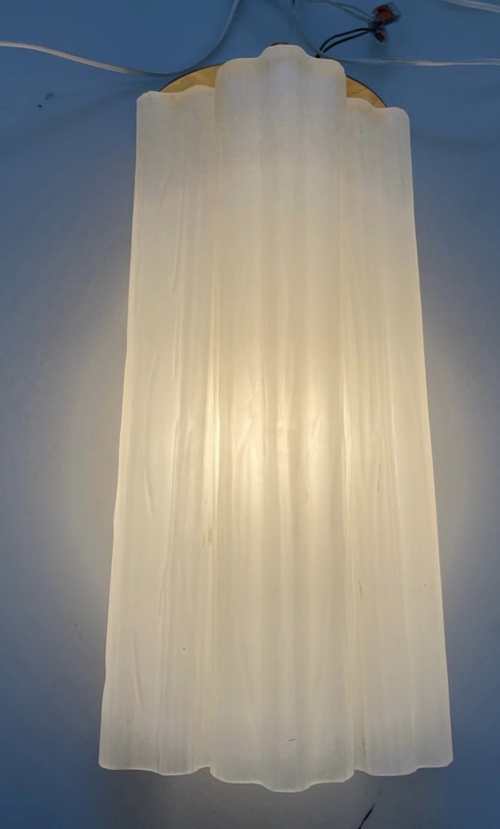 Image 1 of Large White Glass Tronchi Tube Sconces