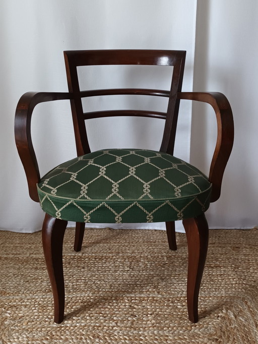 Art Deco Mahogany Bridge Armchair