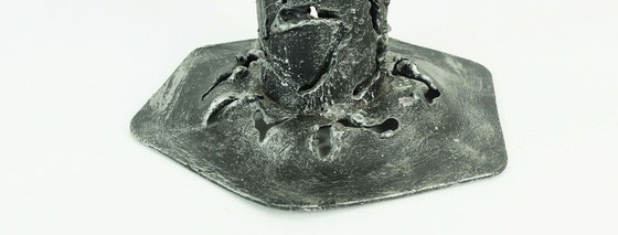 Image 1 of mid century modern brutalist design iron CANDLE HOLDER