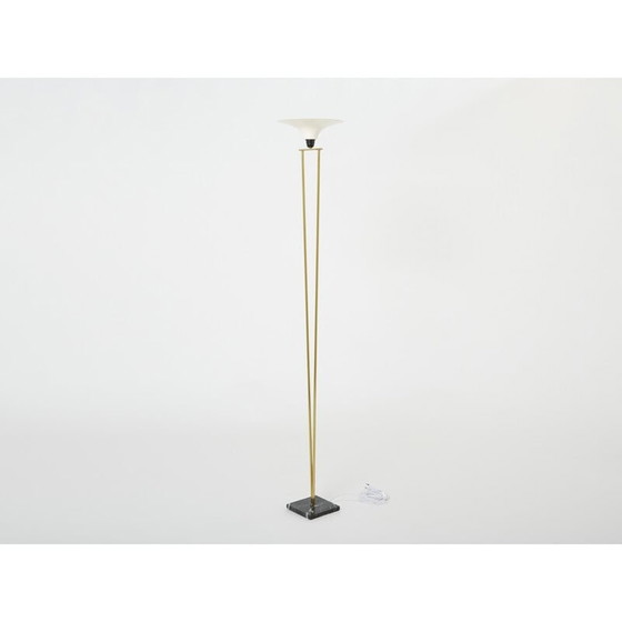 Image 1 of Vintage Italian floor lamp Stilnovo in brass and opaline, 1960
