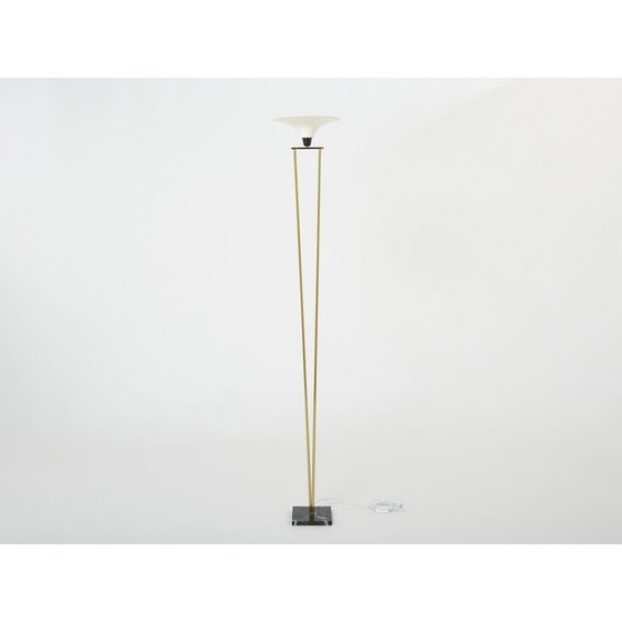 Image 1 of Vintage Italian floor lamp Stilnovo in brass and opaline, 1960