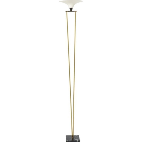 Image 1 of Vintage Italian floor lamp Stilnovo in brass and opaline, 1960