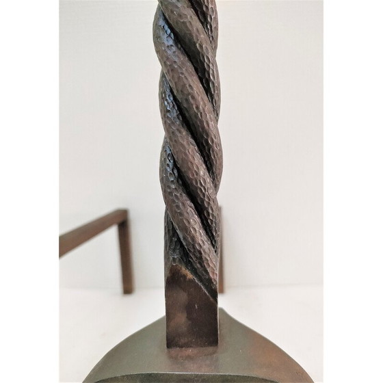 Image 1 of Par de morillos esculturales de hierro fundido con cabezas retorcidas, Francia