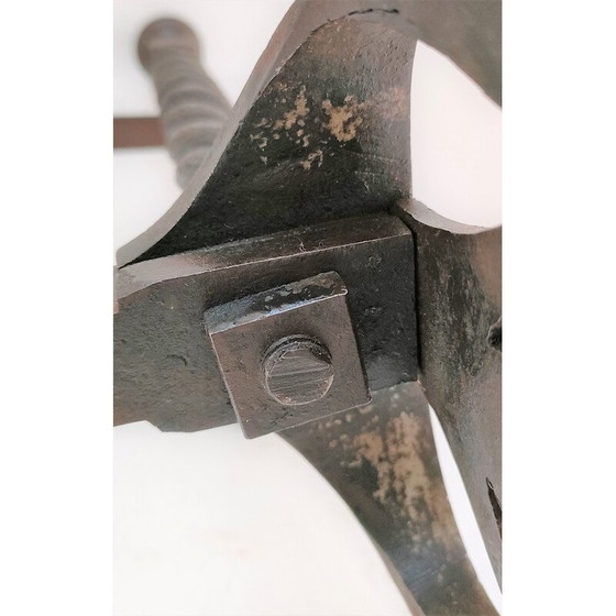 Image 1 of Par de morillos esculturales de hierro fundido con cabezas retorcidas, Francia