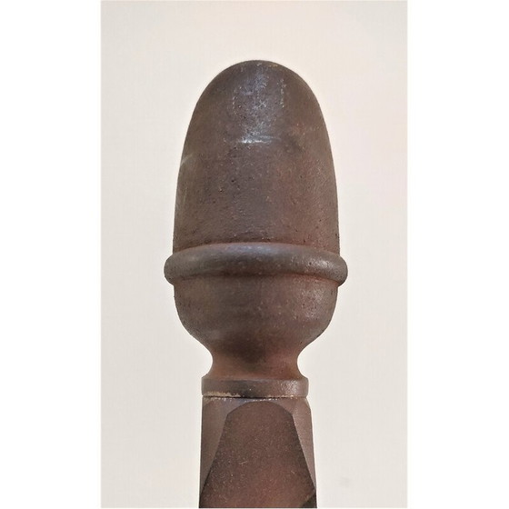 Image 1 of Par de morillos esculturales de hierro fundido con cabezas retorcidas, Francia