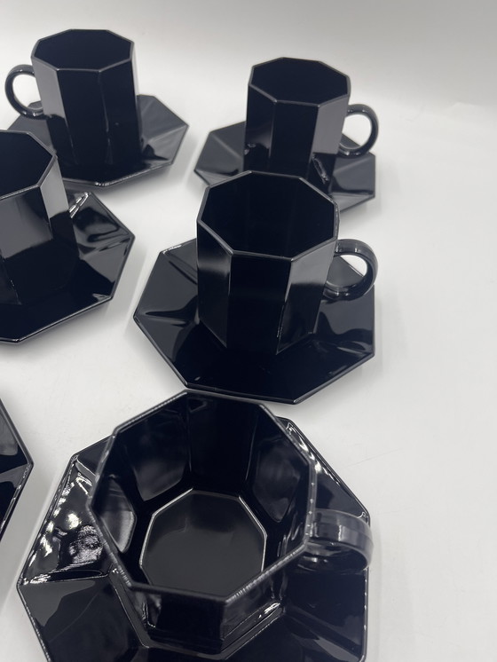 Image 1 of Set Of 8 Mugs And Coasters Black