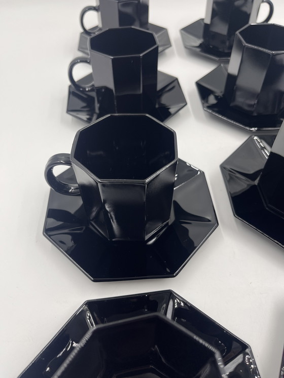 Image 1 of Set Of 8 Mugs And Coasters Black