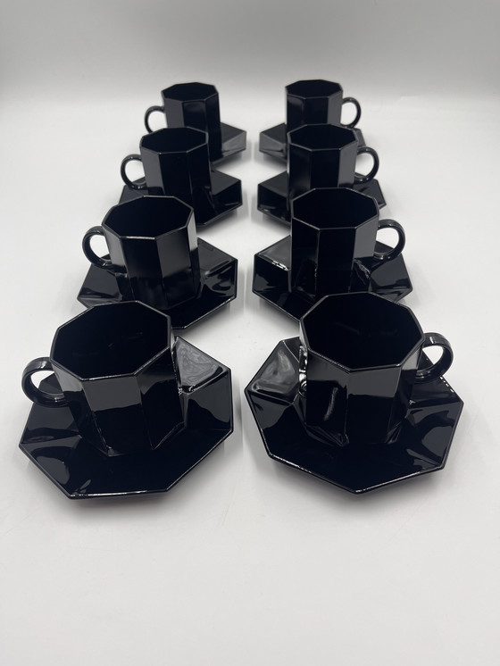 Image 1 of Set Of 8 Mugs And Coasters Black