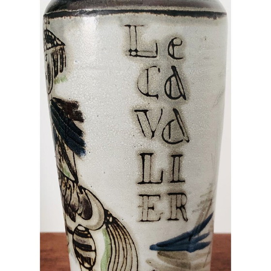 Image 1 of Vaso in ceramica vintage The Rider di Raymonde Leduc, Francia anni '60