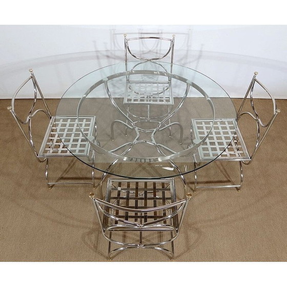 Image 1 of Vintage dining set model Savonarole by Maison Jansen, France 1960