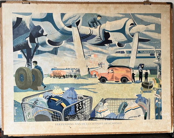 Image 1 of Schoolplate 'Sending The Air Mail At Schiphol Airport'