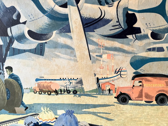 Image 1 of Schoolplate 'Sending The Air Mail At Schiphol Airport'