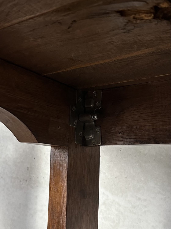 Image 1 of Vintage brutalist XL dining table in oak (10 people)