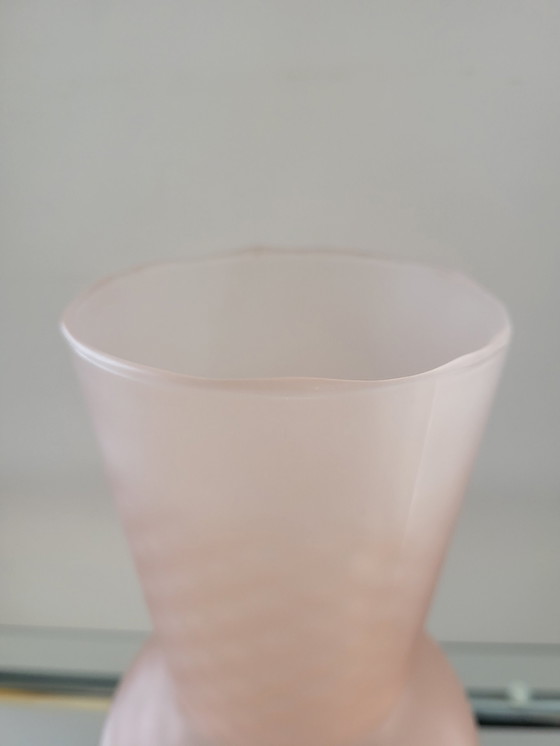 Image 1 of Midcentury Italian design frosted glass vase Empoli, Italy from the 1960s