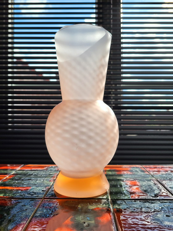 Image 1 of Midcentury Italian design frosted glass vase Empoli, Italy from the 1960s