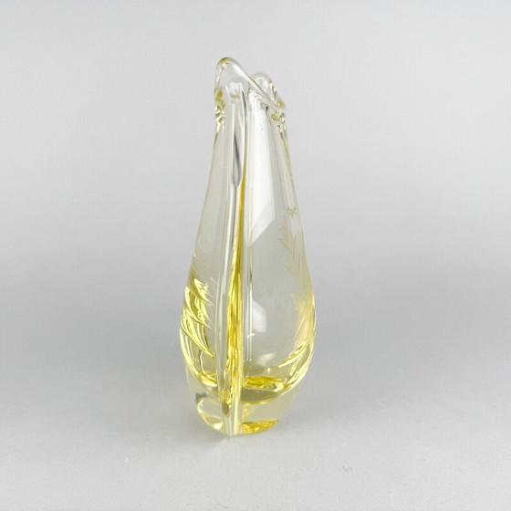 Image 1 of Vintage engraved glass vase by Zbs Glasswork, Czechoslovakia 1950