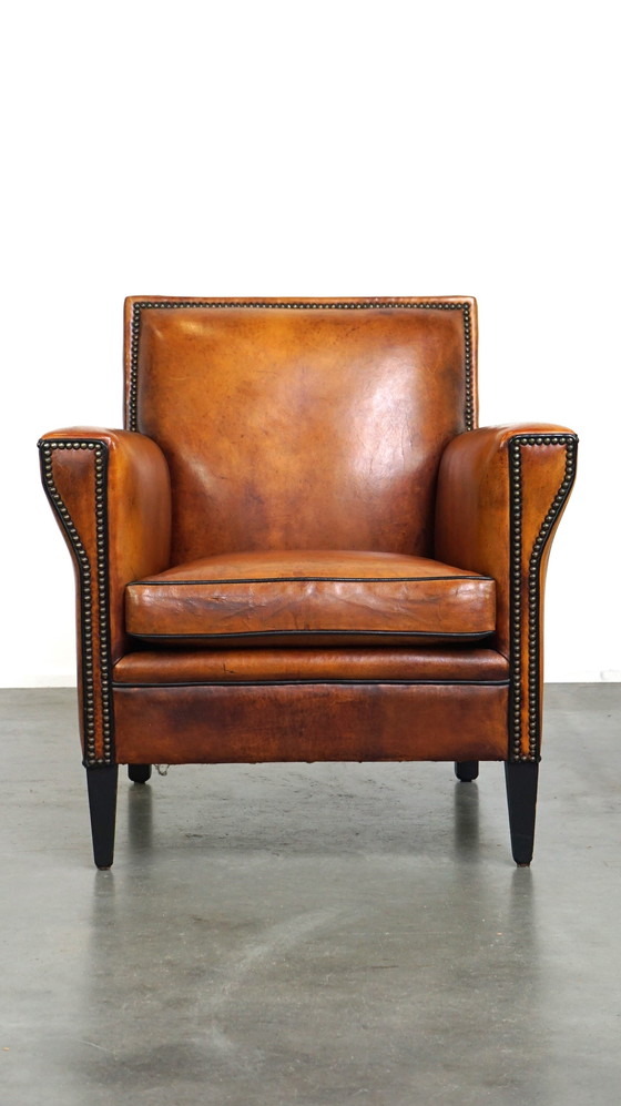 Image 1 of Sheep leather Artdeco design armchair