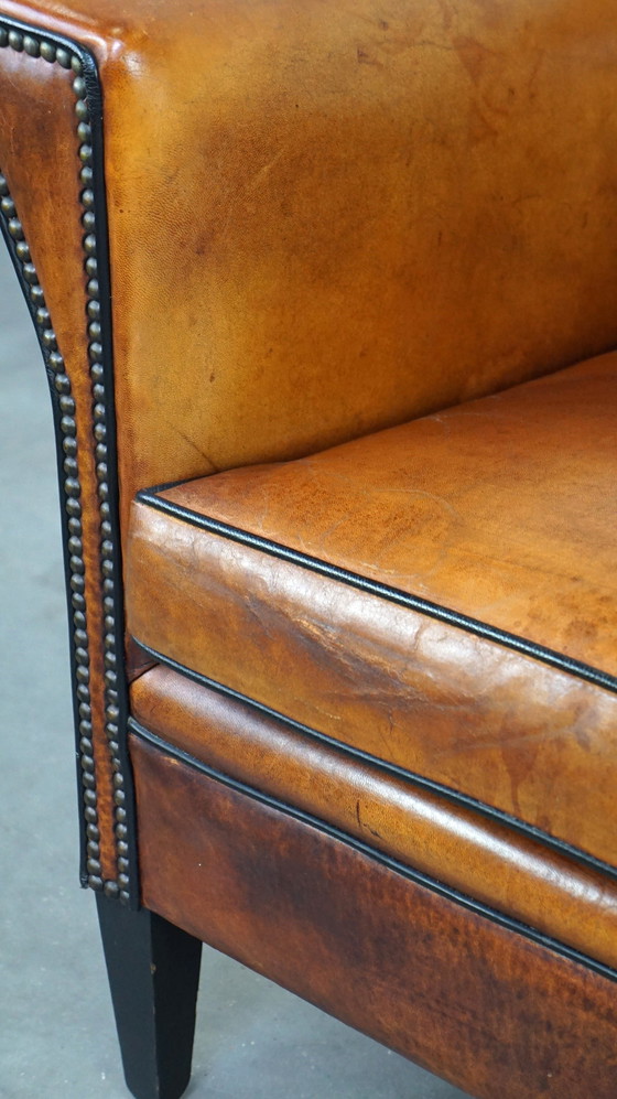 Image 1 of Fauteuil Artdeco en cuir de mouton