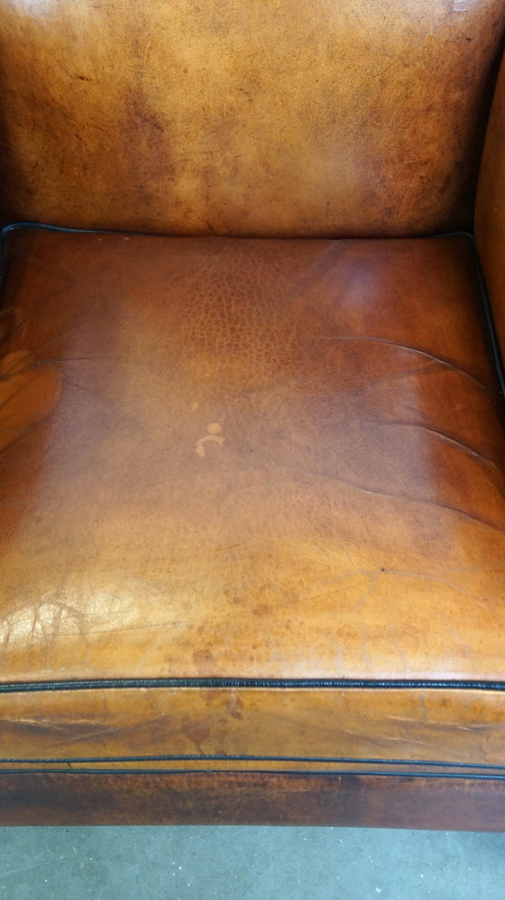 Image 1 of Sheep leather Artdeco design armchair