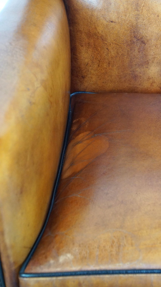 Image 1 of Sheep leather Artdeco design armchair