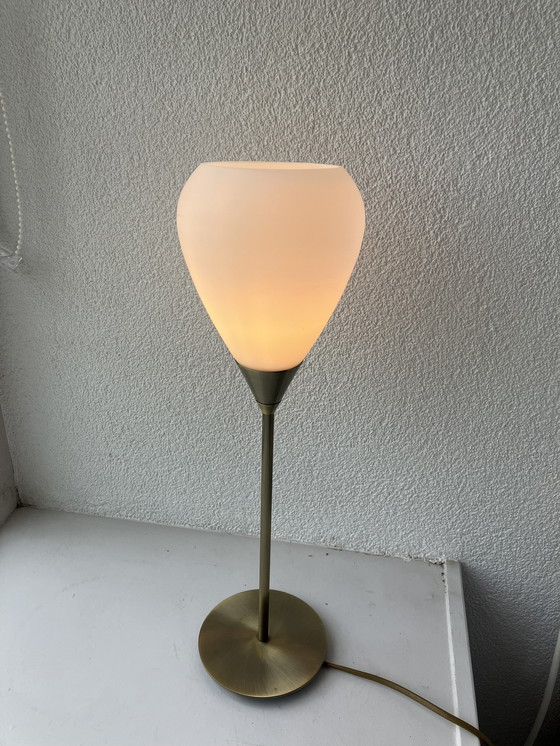 Image 1 of Art-Deco Tafel Lamp Met Glazen Bol