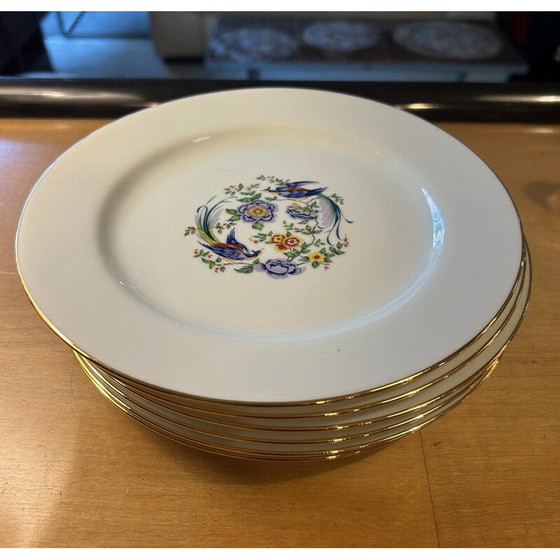 Image 1 of 6 vintage porcelain plates by Arnaud de Brissac for La Seynie