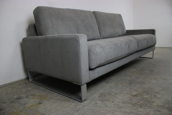 Image 1 of Divano di design a tre posti Rolf Benz Ego Couch in velluto a coste grigio, nuovo.