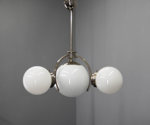 Art Deco / Functionalist Nickel Chandelier, 1930S