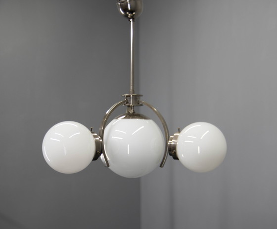 Image 1 of Art Deco / Functionalist Nickel Chandelier, 1930S