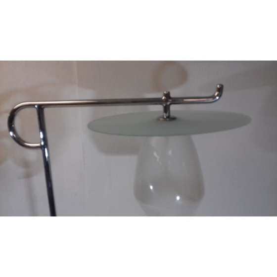 Image 1 of Vintage Art Deco floor lamp in steel, wood and glass by Jindřich Halabala, Czechoslovakia 1930