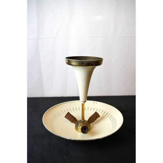 Image 1 of Vintage Brass and Lacquer ceiling lamp by Lumi Milano Italian 1950s