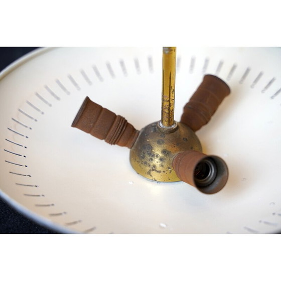 Image 1 of Vintage Brass and Lacquer ceiling lamp by Lumi Milano Italian 1950s